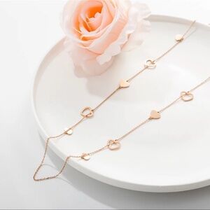 Multi Hearts Rose Gold Long Necklace